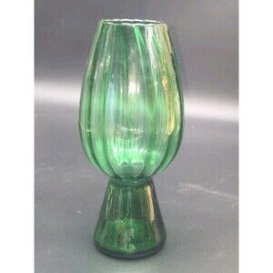 Vintage Mid Century Empoli Italian Green Optic Art Glass Vase 10"